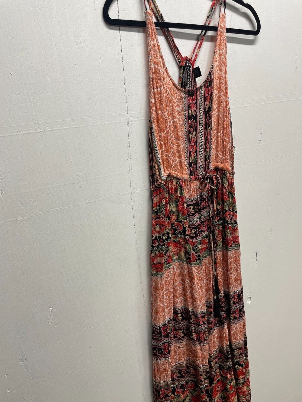 Women's Maxi Dress by Angie BOHO Small Black, Orange, Red, Orange, Pink, Green